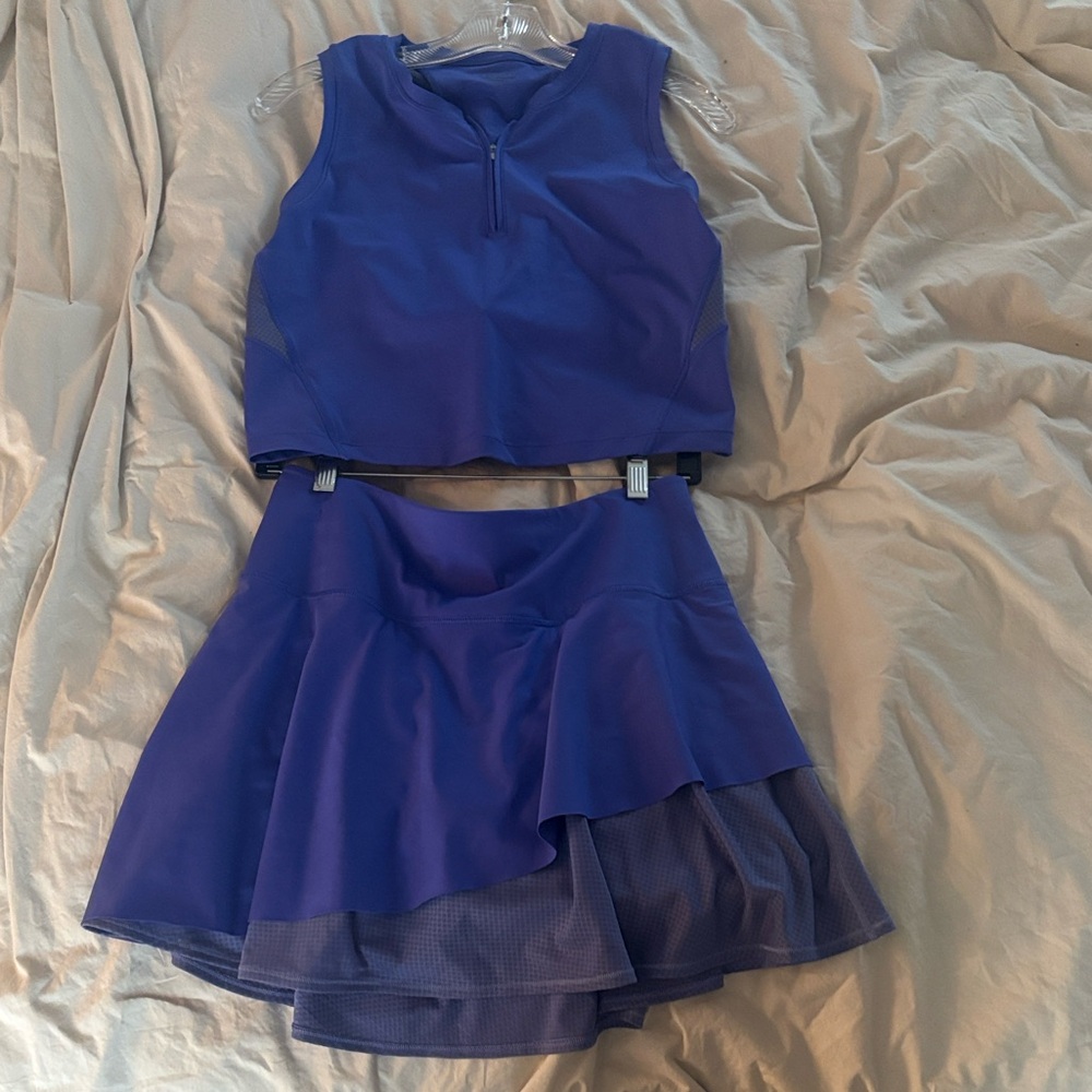 Athleta Mesh Top & Skirt Set (purple) top L skirt M - Picture 2 of 11